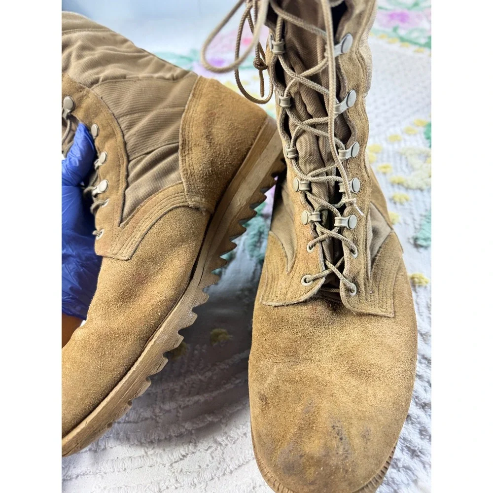 Tactical Military Combat Boots Coyote Tan Suede Nylon Ripple Sole Mens 12 R